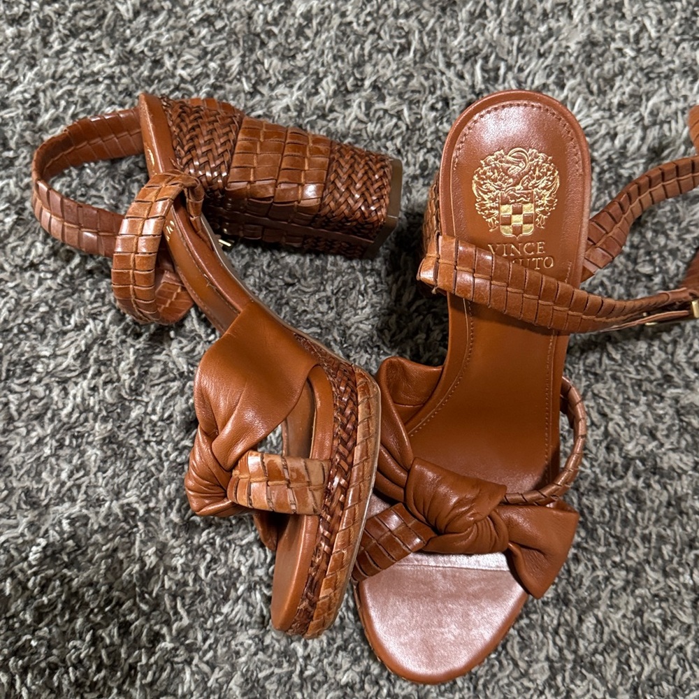 Vince Camuto Tan Braided Heels - Picture 2 of 6